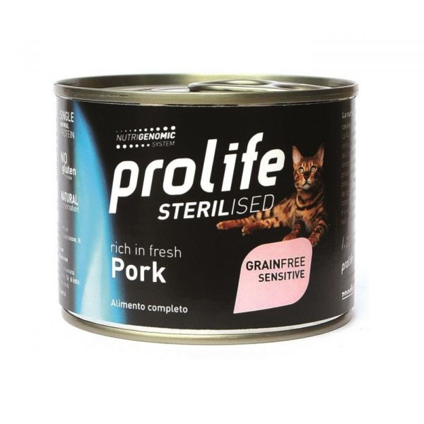 Prolife® Cat Sterilized Grain Free Sensitive Adult Maiale e Patate Umido per Gatti Lattina da 200g