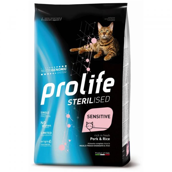 Prolife® Cat Sterilised Sensitive Adult Maiale e Riso per Gatti 400g