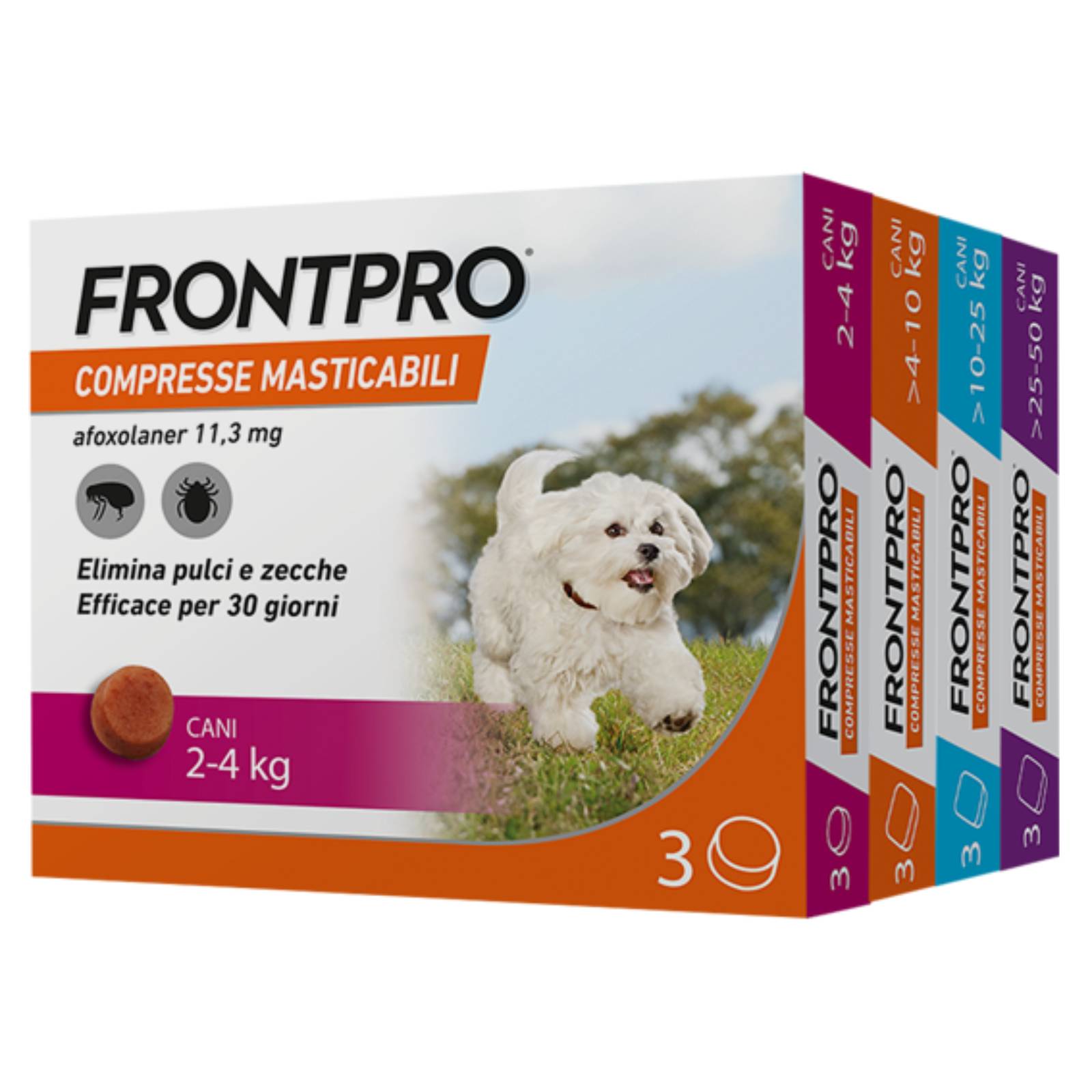 Frontline Frontpro® 3 Compresse Masticabili Antiparassitarie Pulci e Zecche per Cani