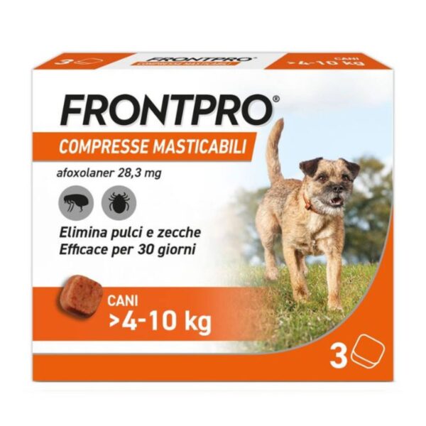 Frontline Frontpro® 3 Compresse Masticabili Antiparassitarie Pulci e Zecche per Cani da 4 a 10 Kg