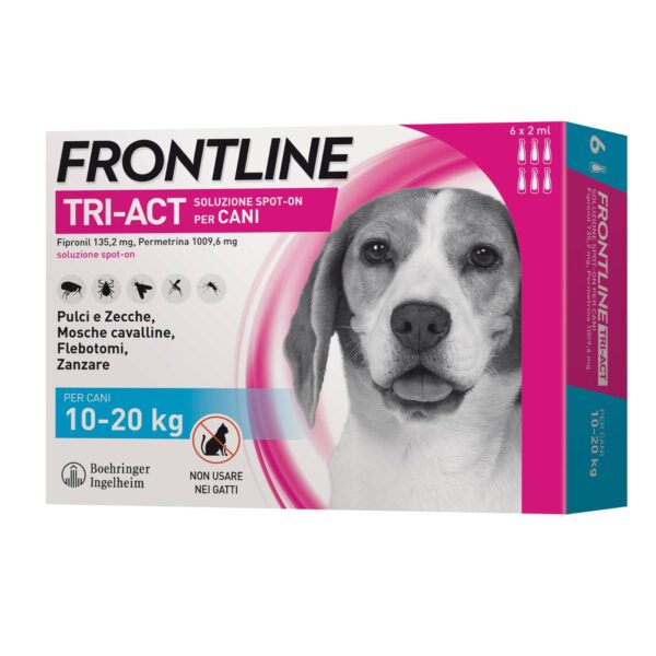 Frontline Tri-Act Spot-On Antiparassitario per Cani 6 Pipette DA 10 A 20 KG