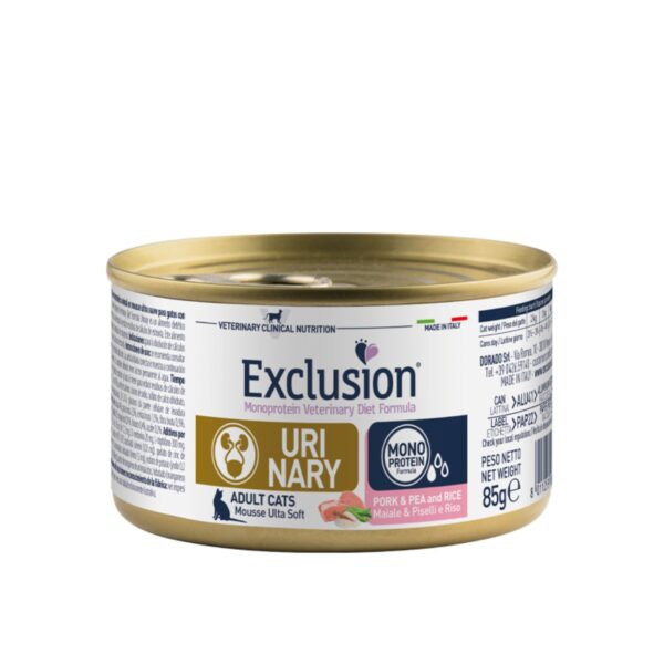 Exclusion Urinary Maiale Piselli e Riso 85gr per Gatti
