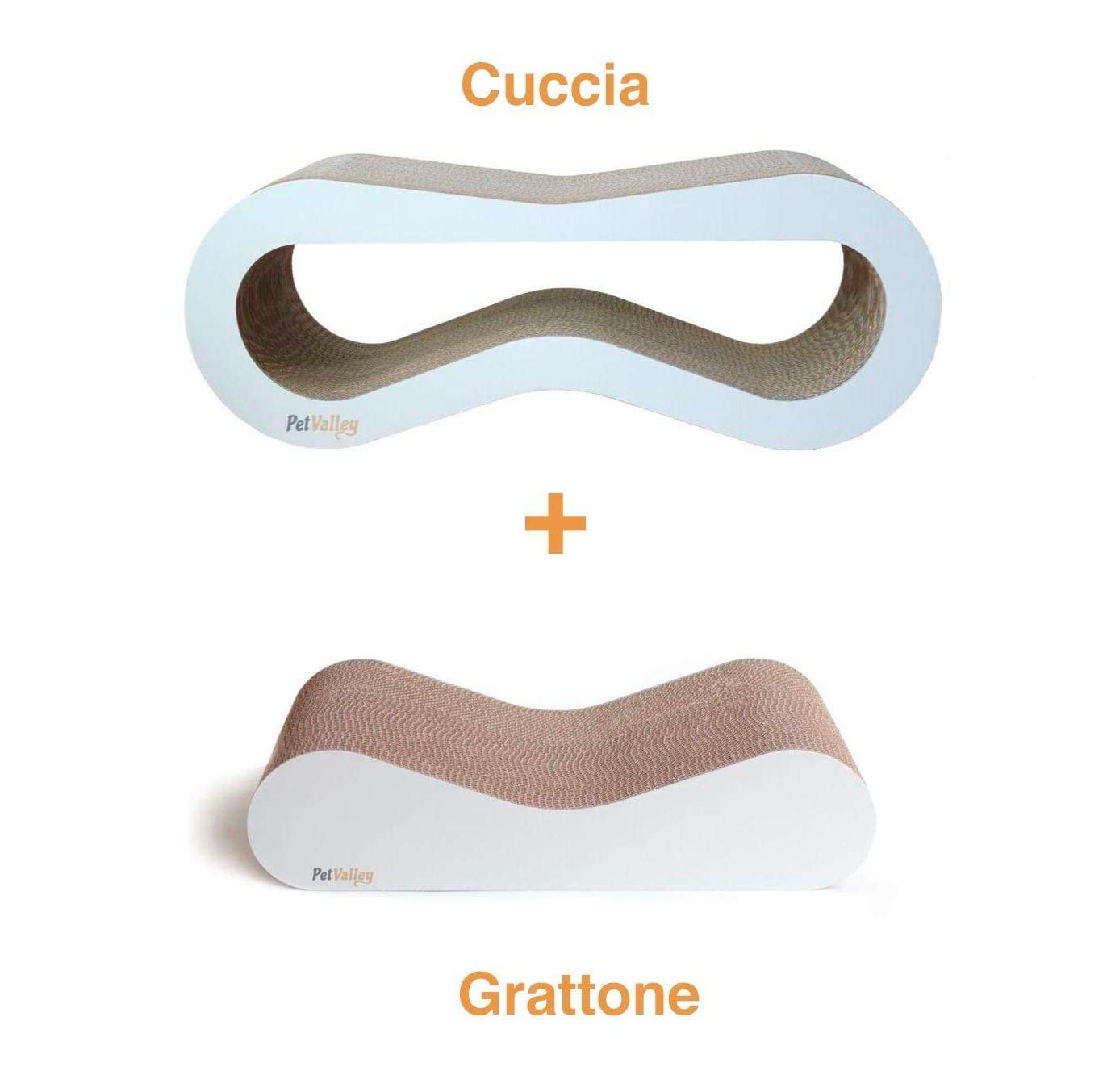 tiragraffi cuccia + tiragraffi grattone bianchi petvalley