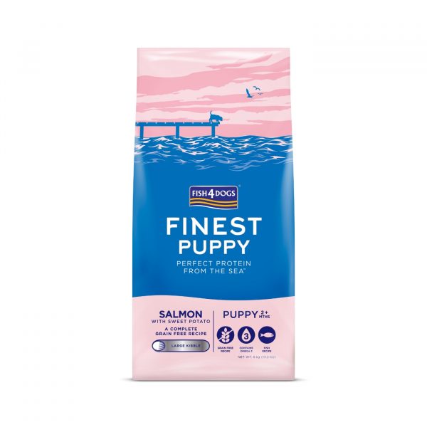 sacco da 6kg fish4dogs finest puppy large salmone con patata dolce per cuccioli