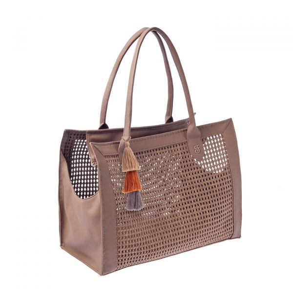 Ferribiella Borsa Trasportino Belle Beige 40x30x20cm Max 8Kg - Nappine in cotone colorate