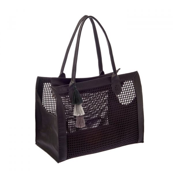 Ferribiella Borsa Trasportino Belle Nera 40x30x20cm Max 8Kg - Nappine in cotone colorate
