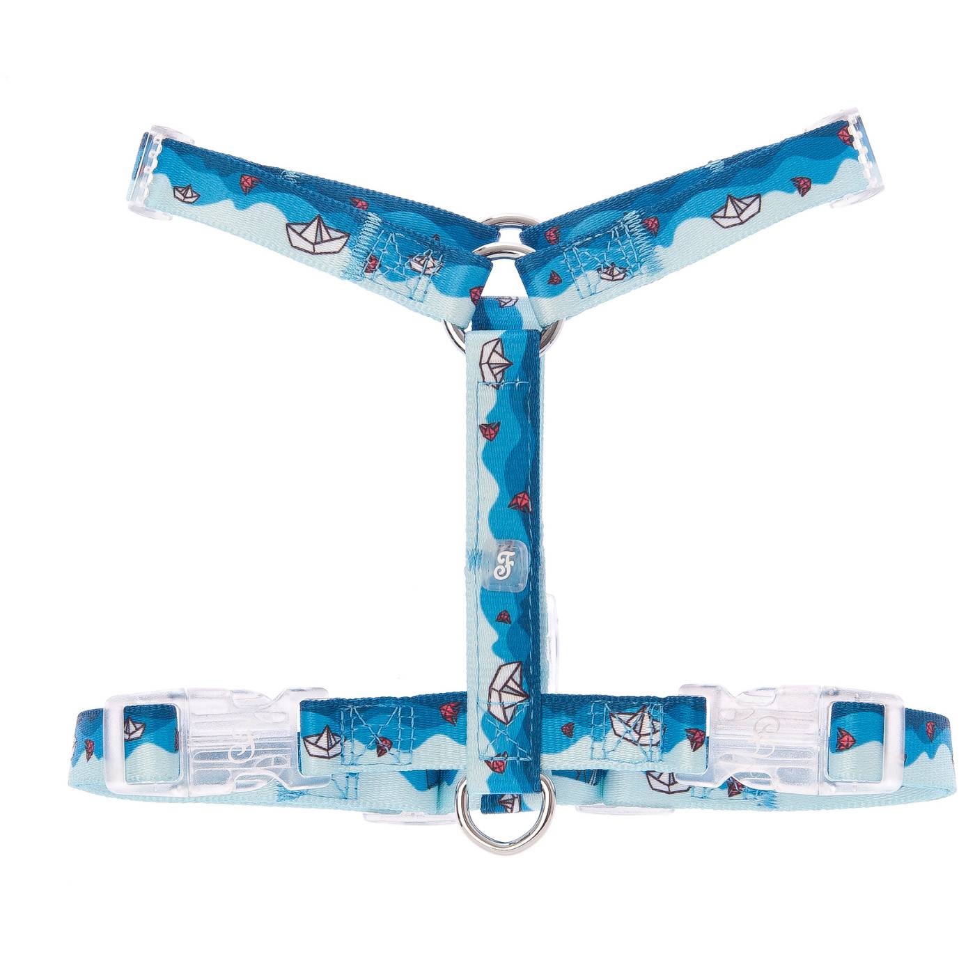 Ferribiella Pettorina H Motif Origami per Cani - Ganci apertura/chiusura in plastica