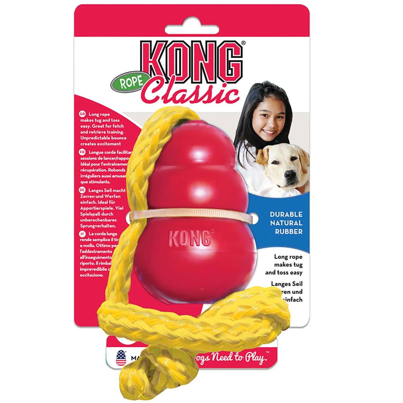 Kong Classic Medio con Corda Gioco per Cani dai 7 ai 16 kg