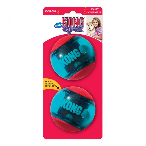 Kong Gioco per Cani Palla in Gomma Tpr con Squeaker 2 pezzi L Diametro 8 cm
