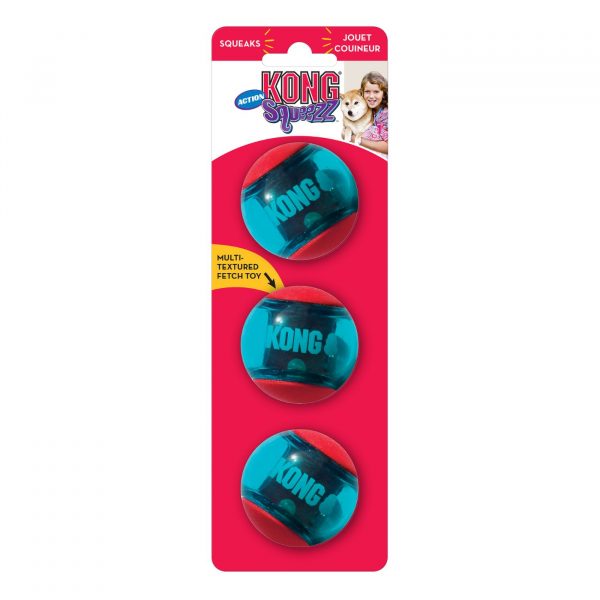 Kong Gioco per Cani Palla in Gomma Tpr con Squeaker 3 Pezzi S Diametro 5 cm