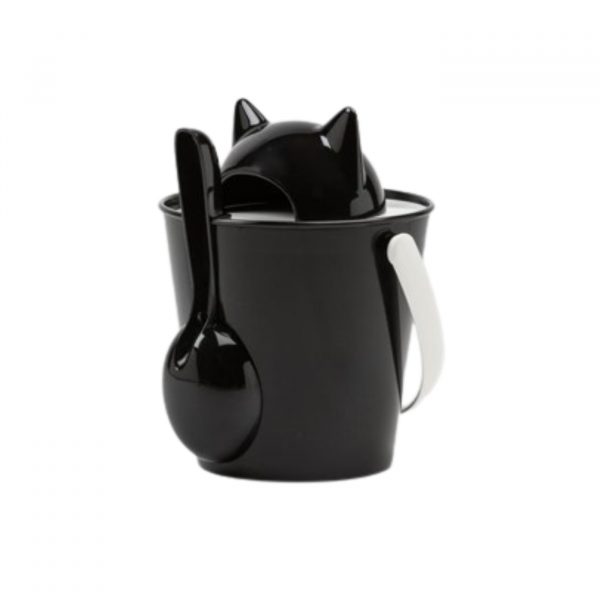 United Pets Crick Secchiello Portacrocchette Gatto Nero - Cucchiaio