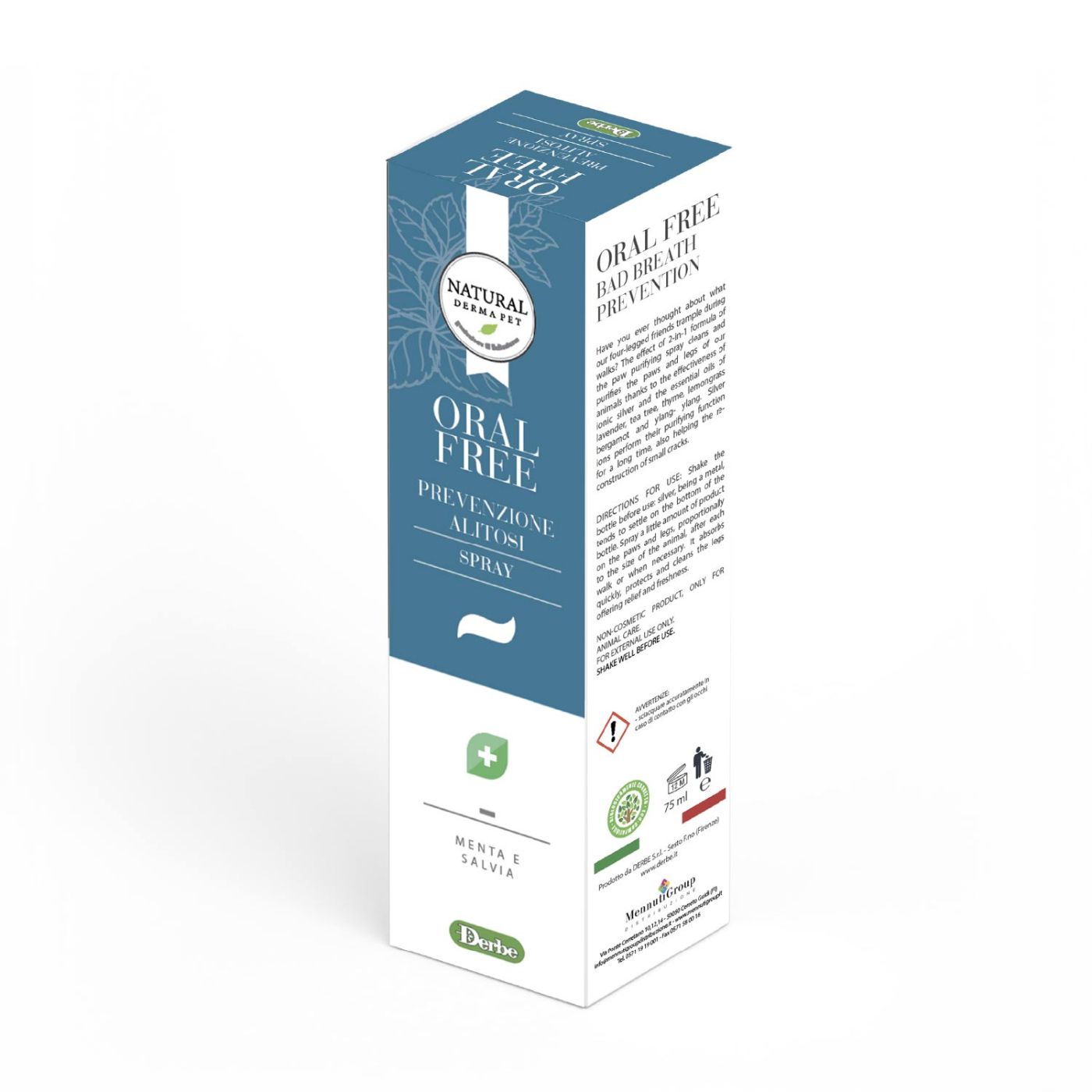 Natural Derma Pet Spray Oral Free per Cani Prevenzione Alitosi Derbe 75 ml