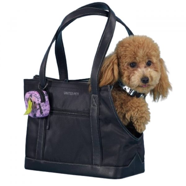 United Pets UP Bag Borsa Trasportino per Cani Nera con Fodera Fuxia