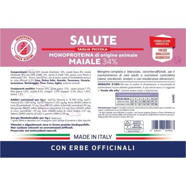 Vet Line Salute Maiale per Cani Adulti di Piccola Taglia Monoproteico VetLine - Caratteristiche