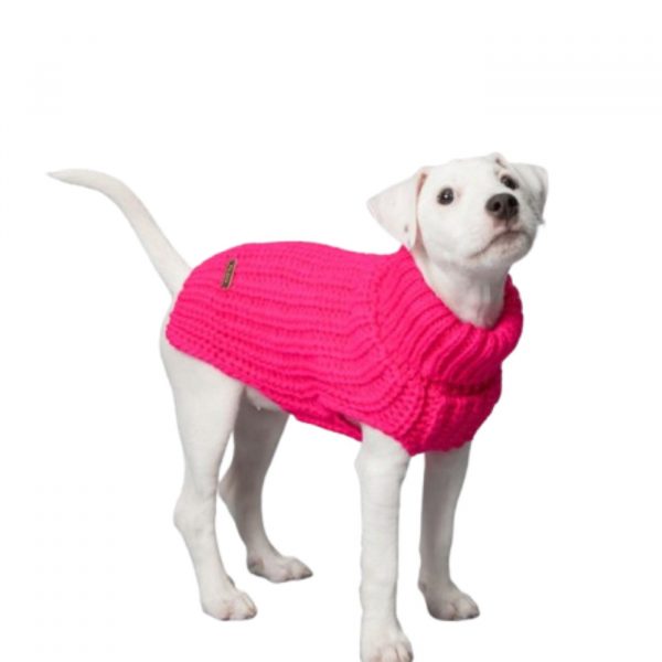 Paikka Pullover A Maglia Realizzato a Mano per Cani Rosa Acceso