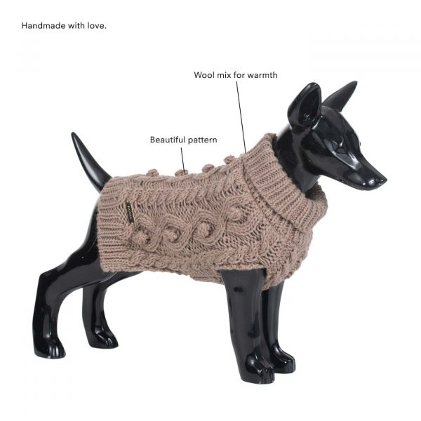 Paikka Maglioncino in Lana di Agnello realizzato a Mano per Cani Tortora