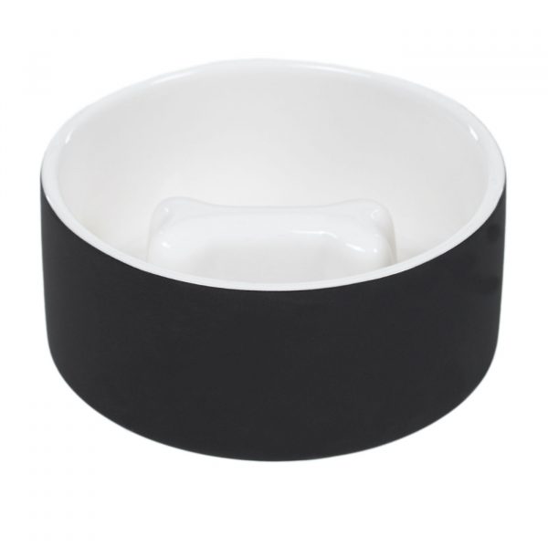 Paikka Ciotola Slow Feed in Ceramica Nera M Ø 15 cm per Cani