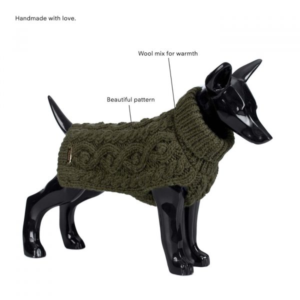 Paikka Maglioncino in Lana di Agnello realizzato a Mano per Cani Verde