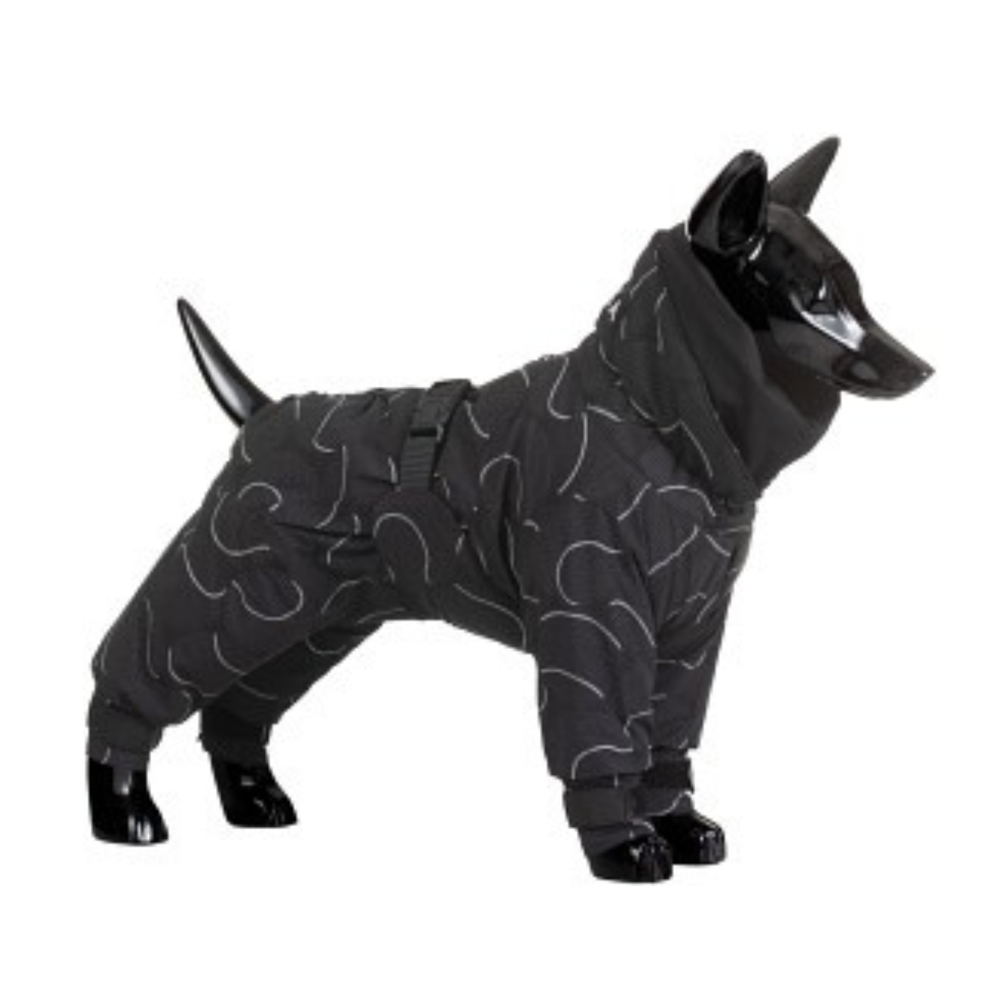 Paikka Giacca Invernale Lunga ad Alta Visibilità per Cani Nero