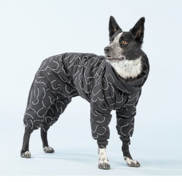 Paikka Giacca Invernale Lunga ad Alta Visibilità per Cani Nero