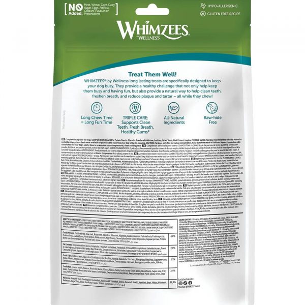 Whimzees Snack Dentale Naturale Osso di Riso per Cani Ricebone L 18-27 Kg 9 pezzi