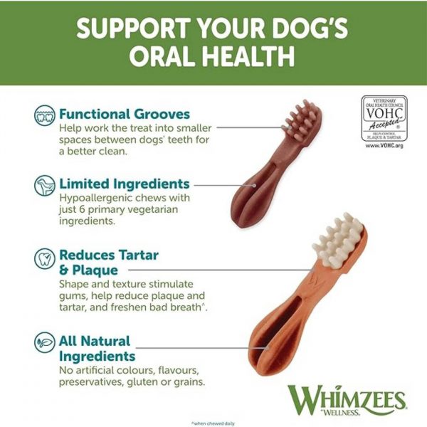 Whimzees Snack Dentale Naturale Spazzolino per Cani Toothbrush
