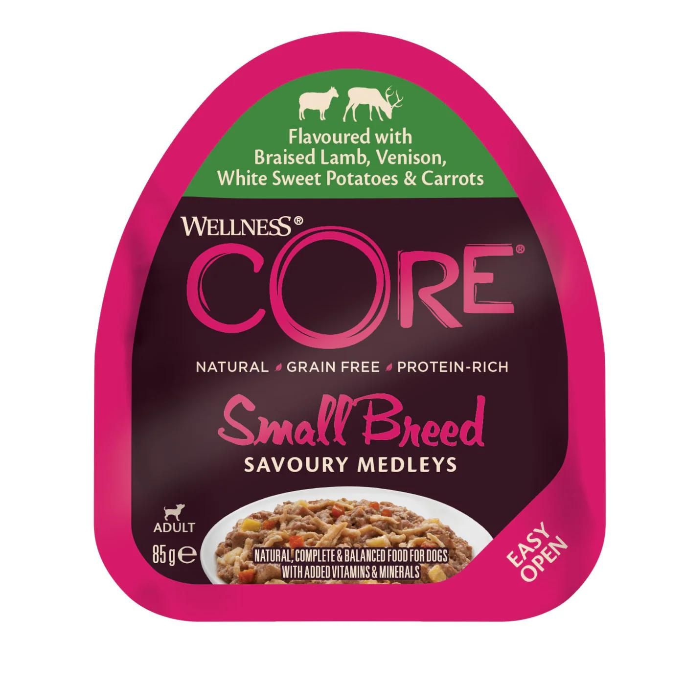 Wellness Core Alimento Completo Umido per Cani Small Breed Medleys con Agnello Brasato Cervo e Verdure 85 g