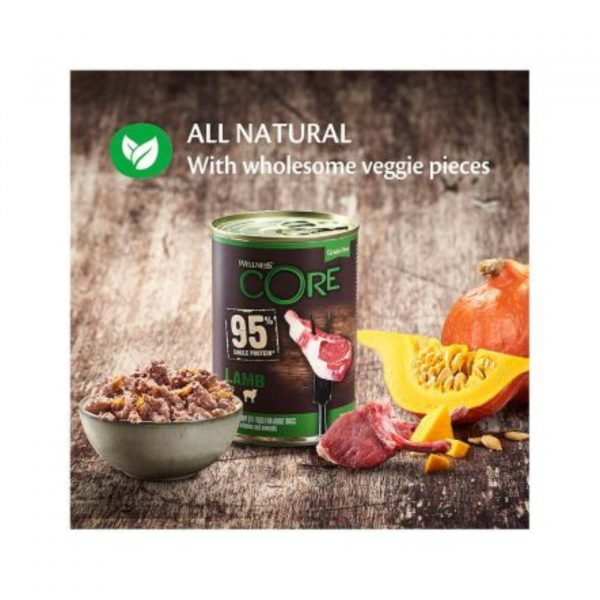 Wellness Core Alimento Umido Completo per Cani Can95% Agnello con Zucca 400 g