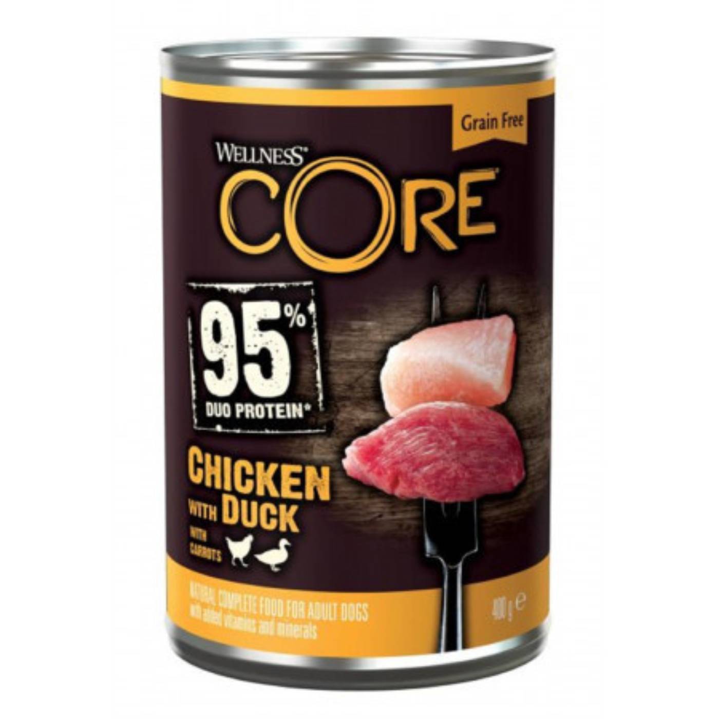 Wellness Core Alimento Umido Completo per Cani Can95% Pollo Anatra con Carote 400 g