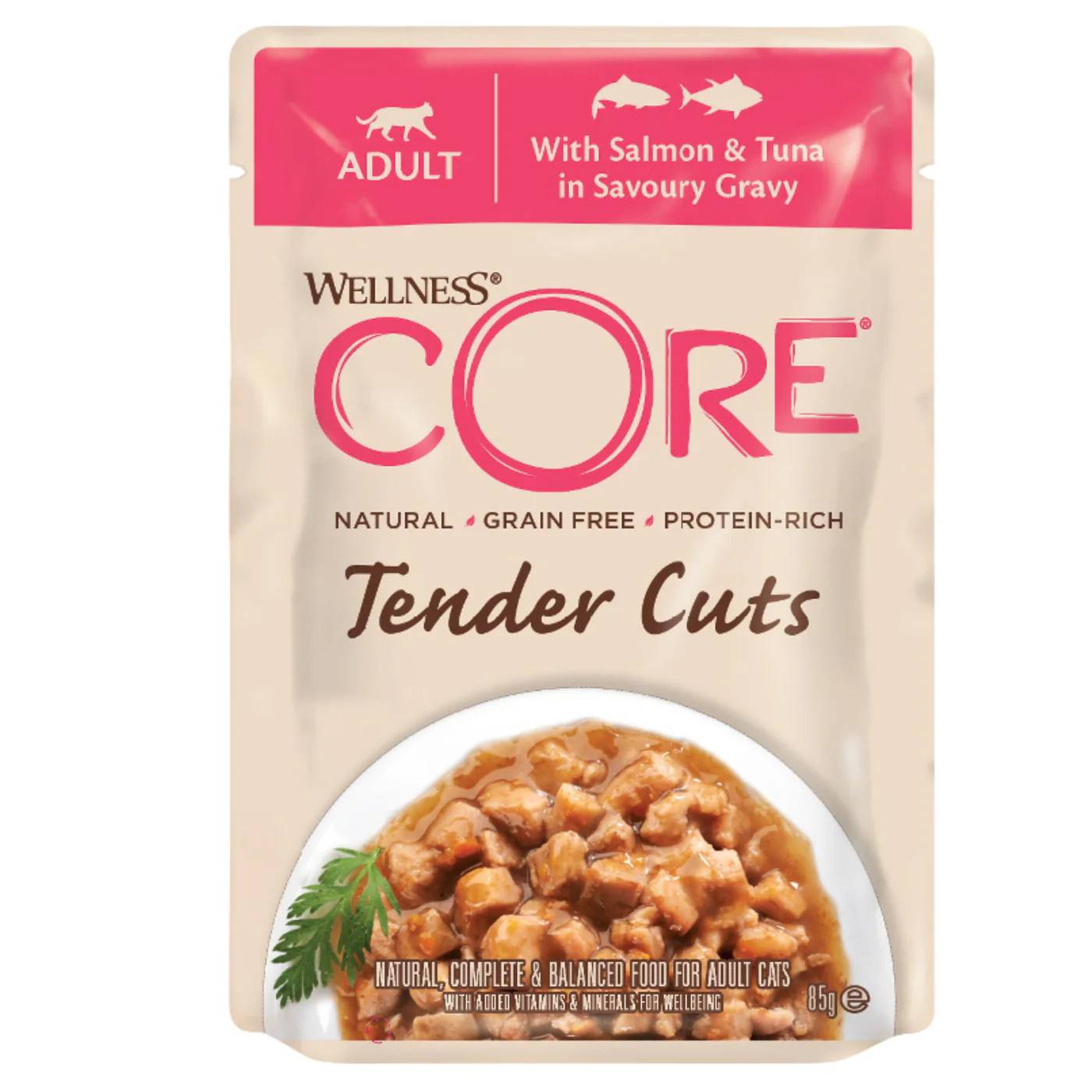 Wellness Core Bocconcini in Salsa per Gatti Tender Cuts Pollo Salmone e Tonno 85 g