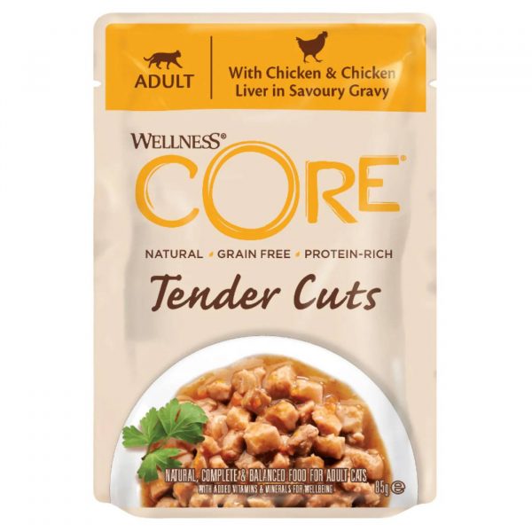 Wellness Core Bocconcini in Salsa per Gatti Tender Cuts Pollo e Fegato 85 g