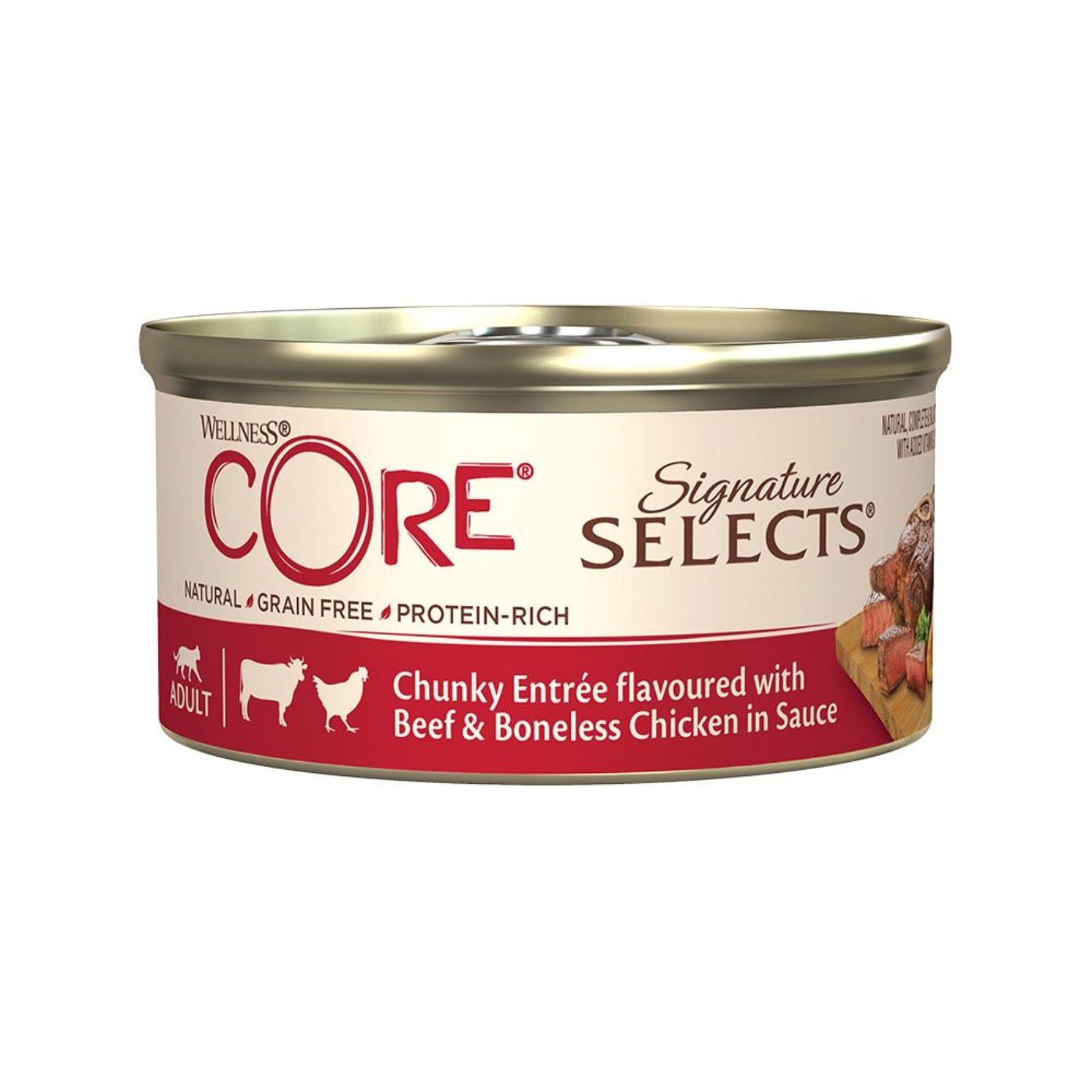 wellness core bocconcini per gatti pollo con manzo 79 g selezione esclusiva