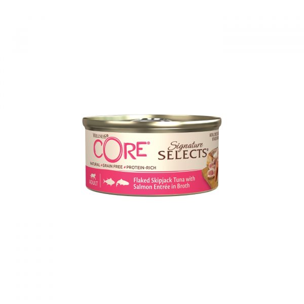 wellness core fiocchi per gatti tonno e salmone 79 g selezione esclusiva