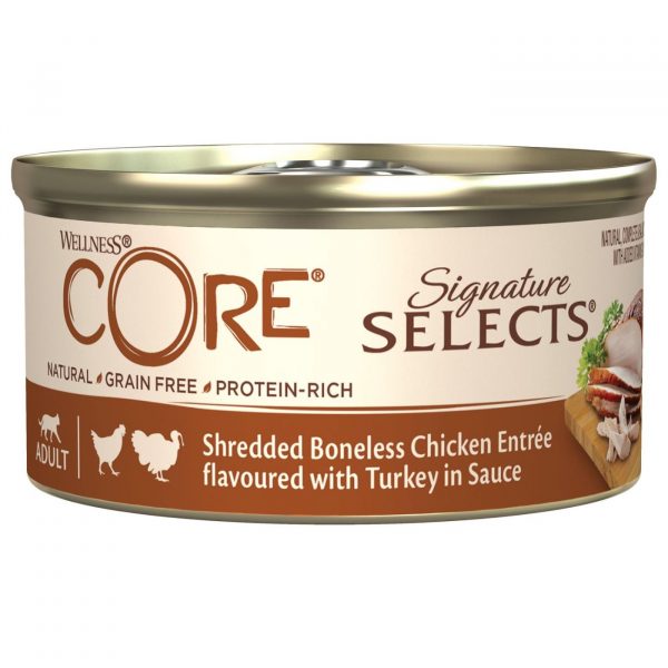 wellness core straccetti per gatti pollo con tacchino 79 g selezione esclusiva