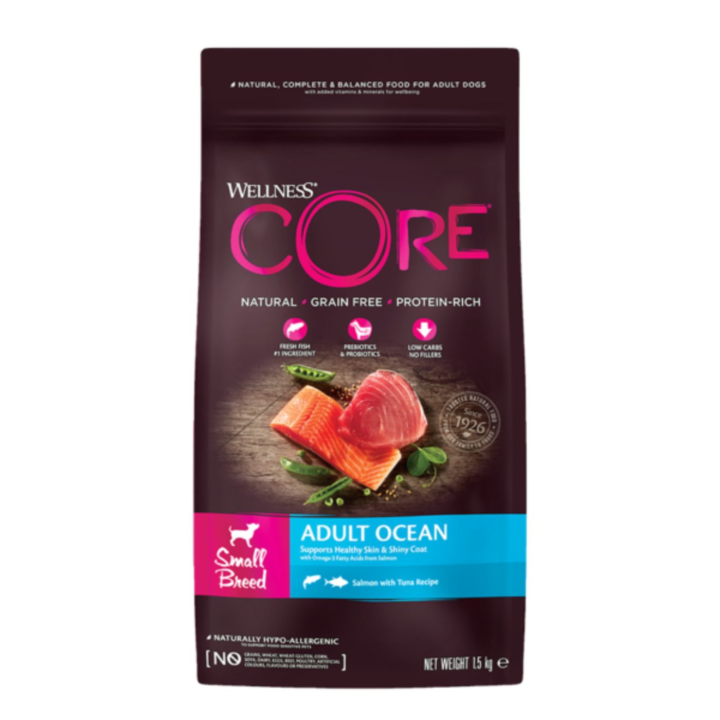 Wellness Core Small Breed Adult Ocean Salmone con Tonno per Cani Adulti di Piccola Taglia 1,5 Kg