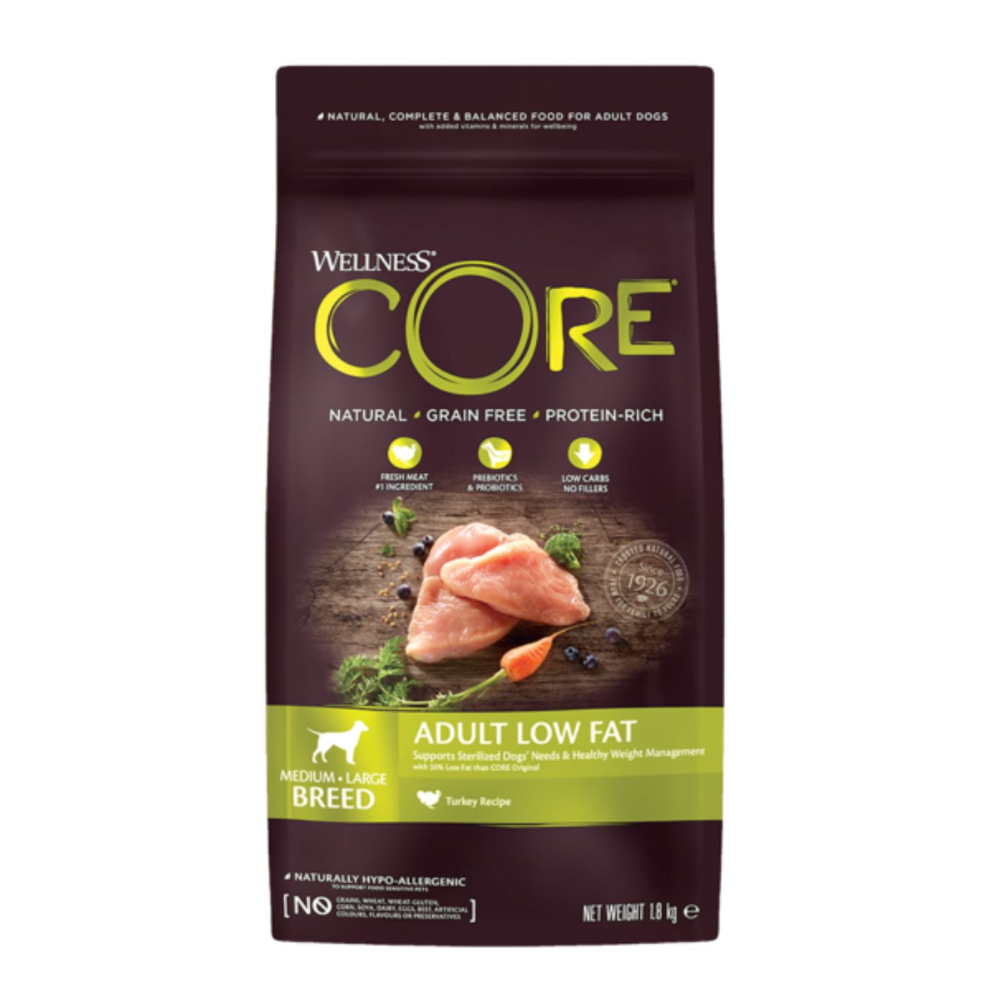 Wellness Core Medium/Large Breed Adult Low Fat Tacchino per Cani Adulti