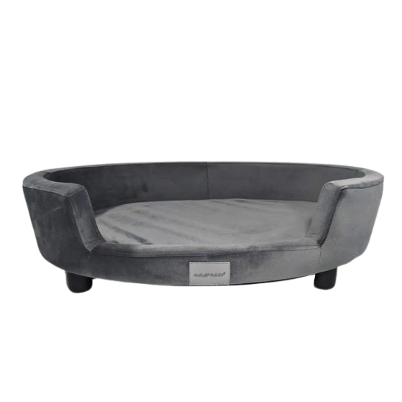 Nasonero Divanetto Ovale Grigio in Velluto 81x58 h.23cm