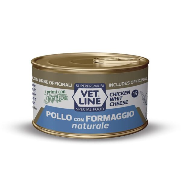 vet line umido pollo con formaggio naturale per gatti vetline