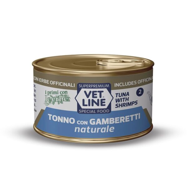 vet line umido tonno con gamberetti naturale per gatti vetline