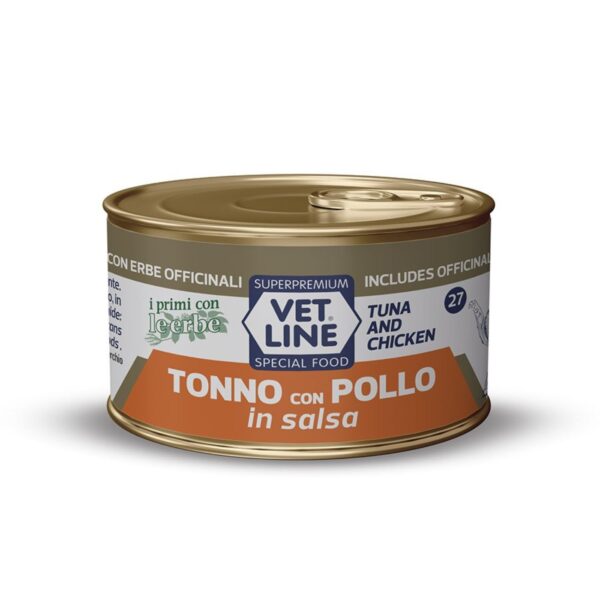 vet line umido tonno e pollo in salsa per gatti vetline 70 g