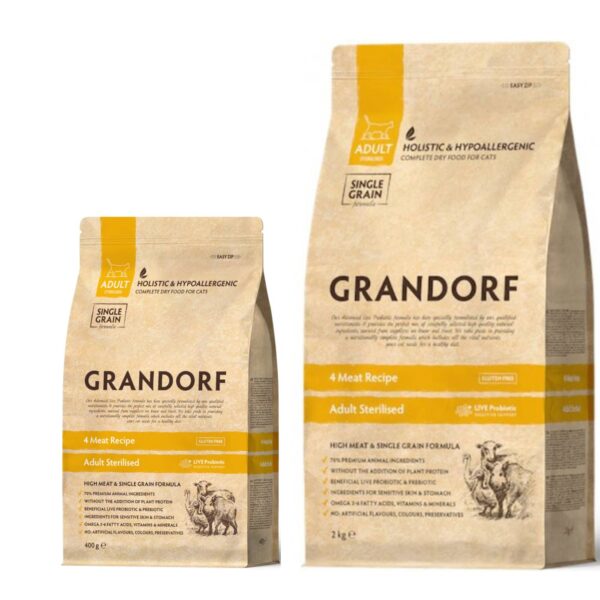 Grandorf Adult Sterilised 4 Carni per Gatti Sterilizzati e Senior