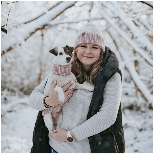 Hunter Maglioncino Pullover per Cani Odense con Cappello Crema Rosa