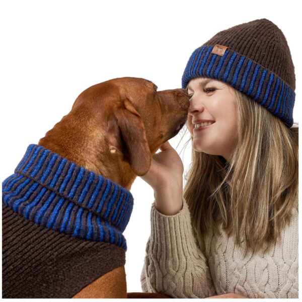 Hunter Maglioncino Pullover per Cani Odense con Cappello Marrone Blu