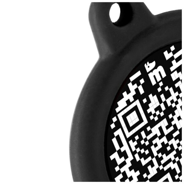 MyFamily Medaglietta per Cani QR Code Hushtag Cerchio Alluminio Nero - Gomma Nero