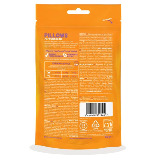 Edgard&Cooper Snack per Gatti Pillows Fagottini Ripieni al Pollo 60 g.