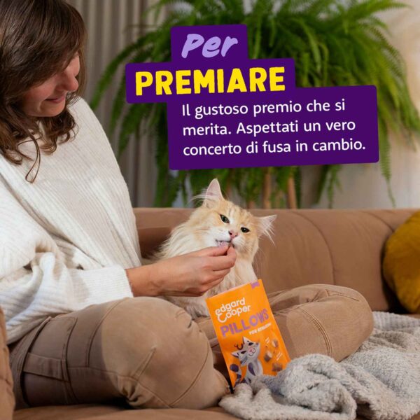 8 confezioni x 60 g - Edgard&Cooper Snack per Gatti Pillows Fagottini Ripieni al Pollo.