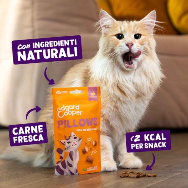 8 confezioni x 60 g - Edgard&Cooper Snack per Gatti Pillows Fagottini Ripieni al Pollo.