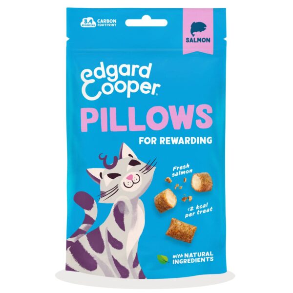 Edgard&Cooper Snack per Gatti Pillows Fagottini Ripieni al Salmone 60 g.