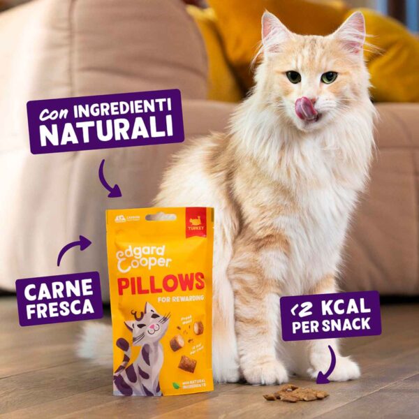 Edgard&Cooper Snack per Gatti Pillows Fagottini Ripieni al Tacchino 60 g.