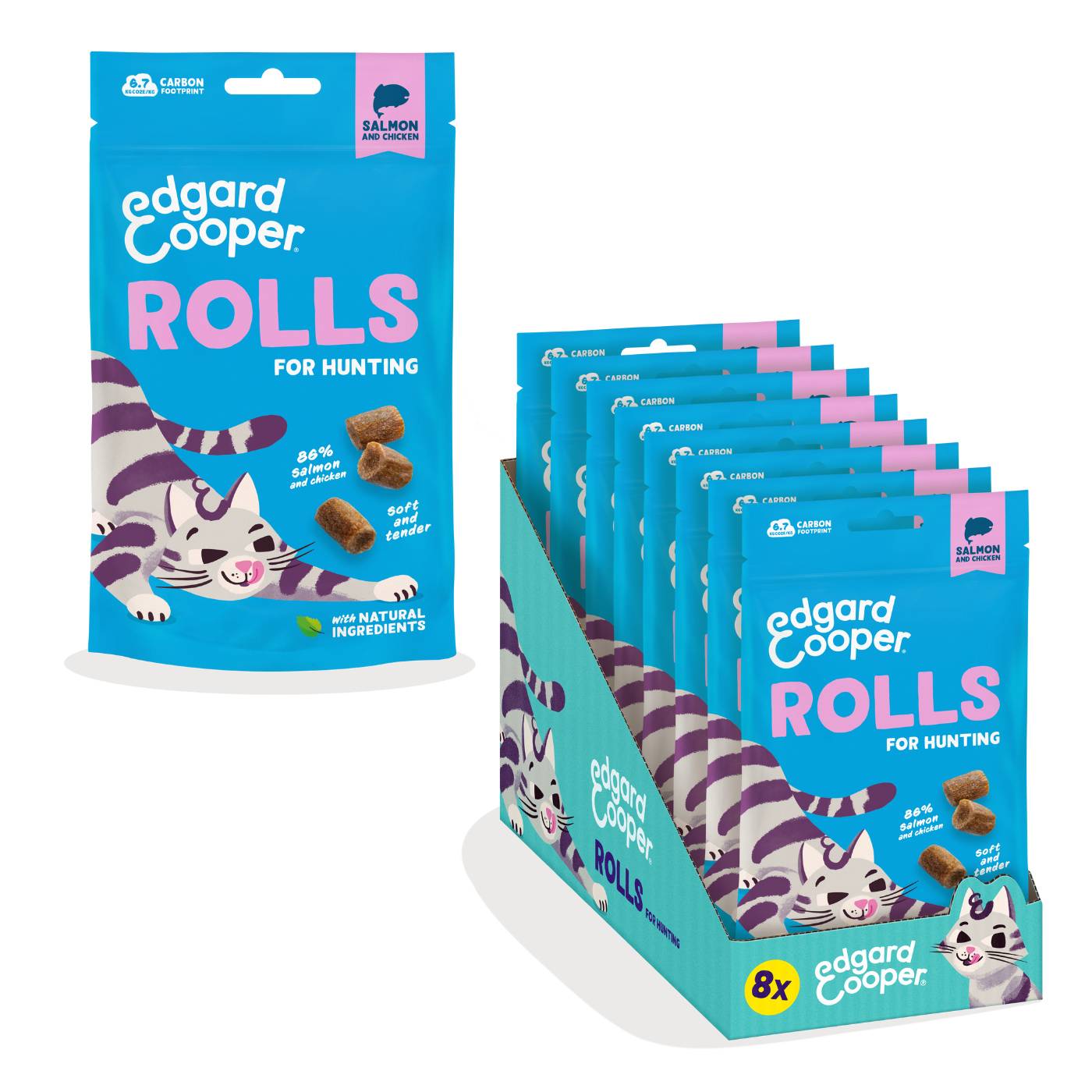 Edgard&Cooper Snack Morbidi per Gatti Rolls al Salmone 45 g.